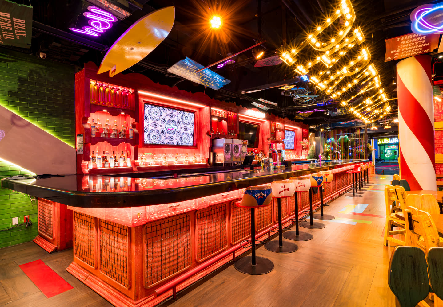 The bar at Señor Frog’s Los Cabos Pier