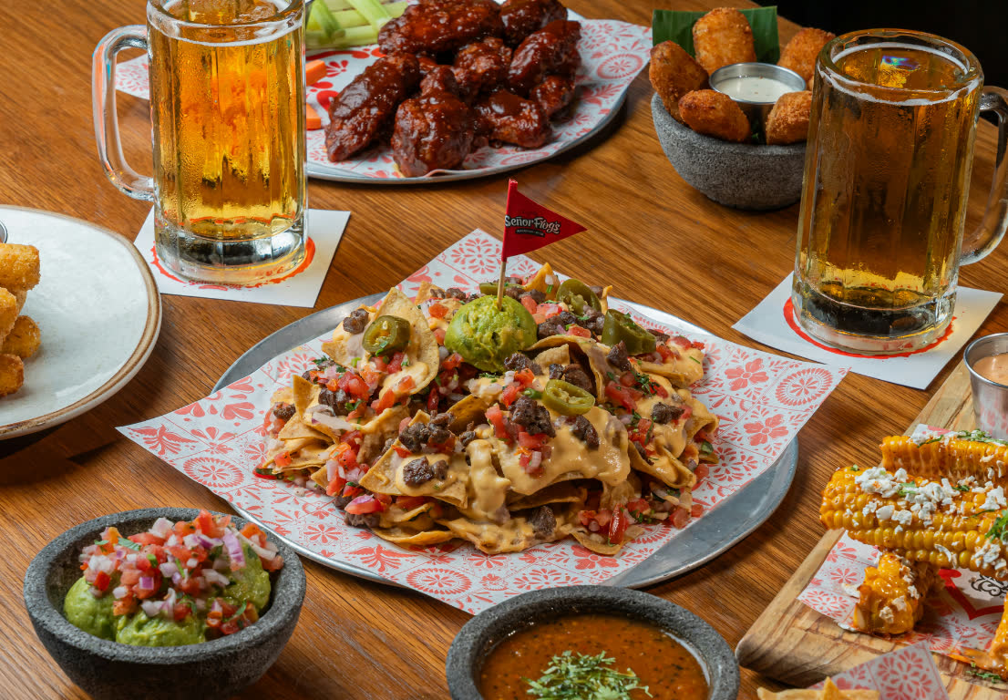 Nachos, wings and cold beers at Señor Frog’s Orlando