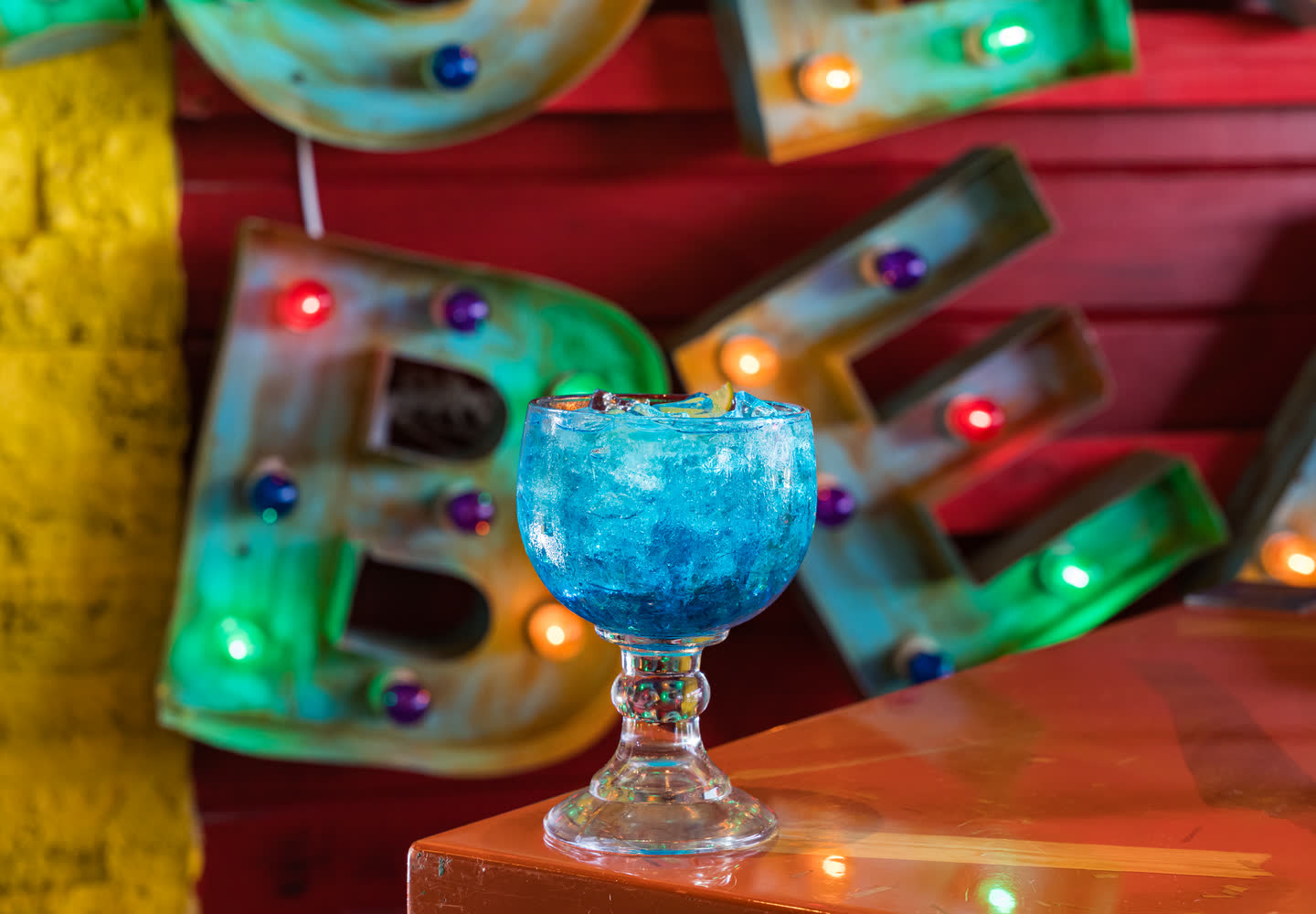 Frozen blue cocktail at Señor Frog’s Orlando