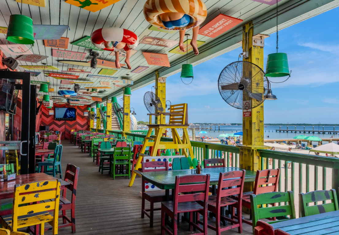 The covered terrace at Señor Frog’s Pensacola Beach